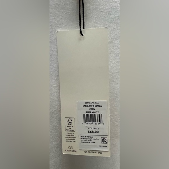 Calia XL NEW With Tags Soft scuba Golf Crew - Pure White Small Dirt Spots shown - Picture 3 of 13